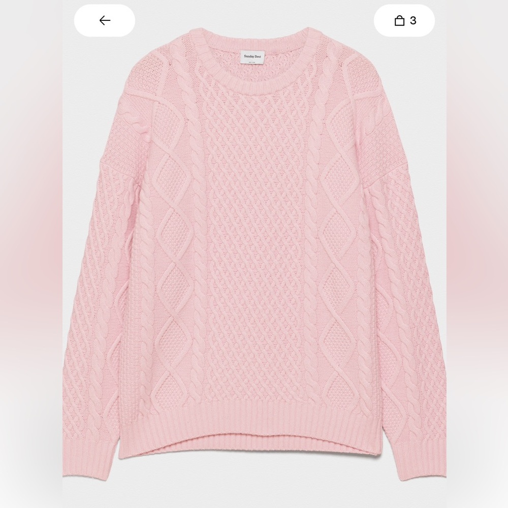 Sunday Best Soft Pink Cable Knit Sweater Size S